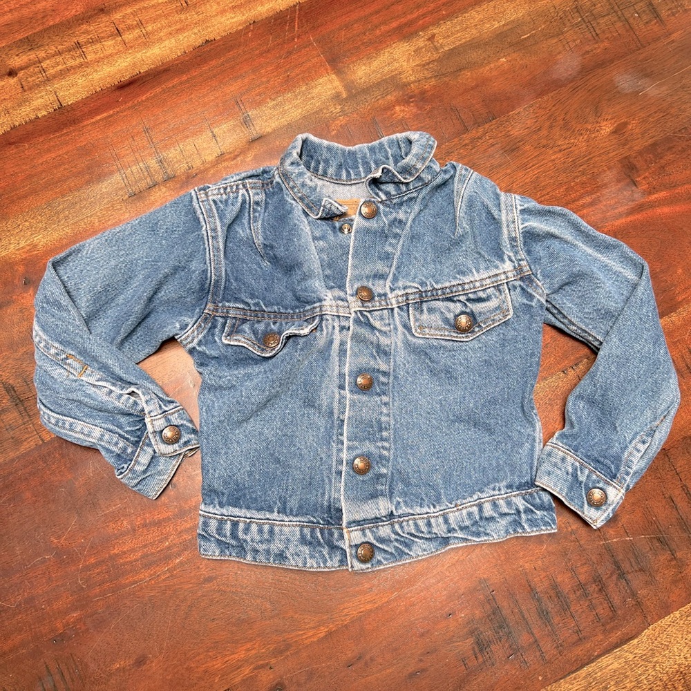 Vintage Plain Pockets toddler trucker denim jacket